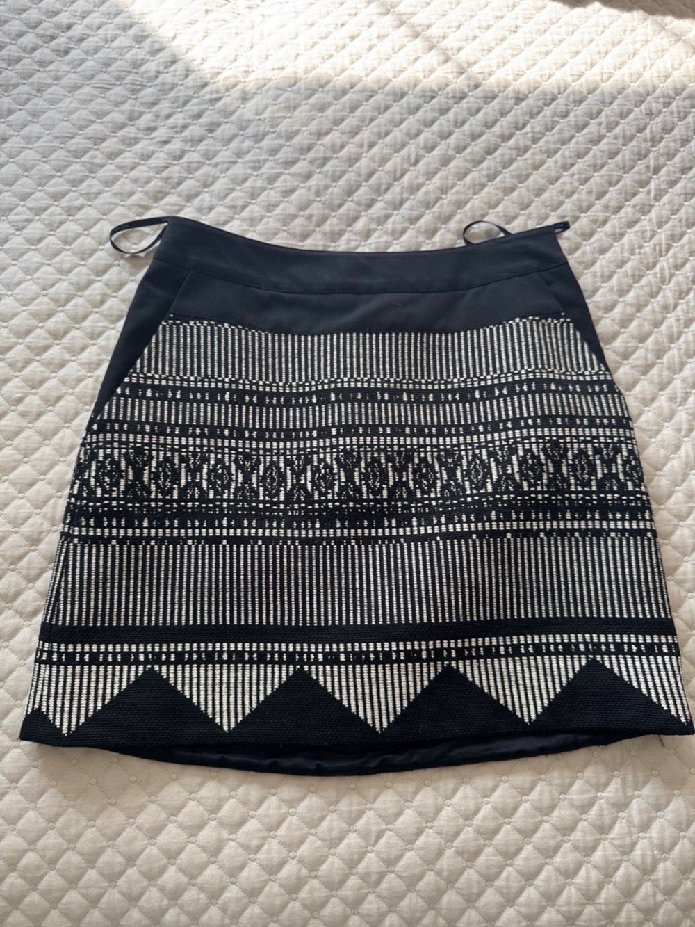 Karen Millen Black and White Patterned Mini Skirt